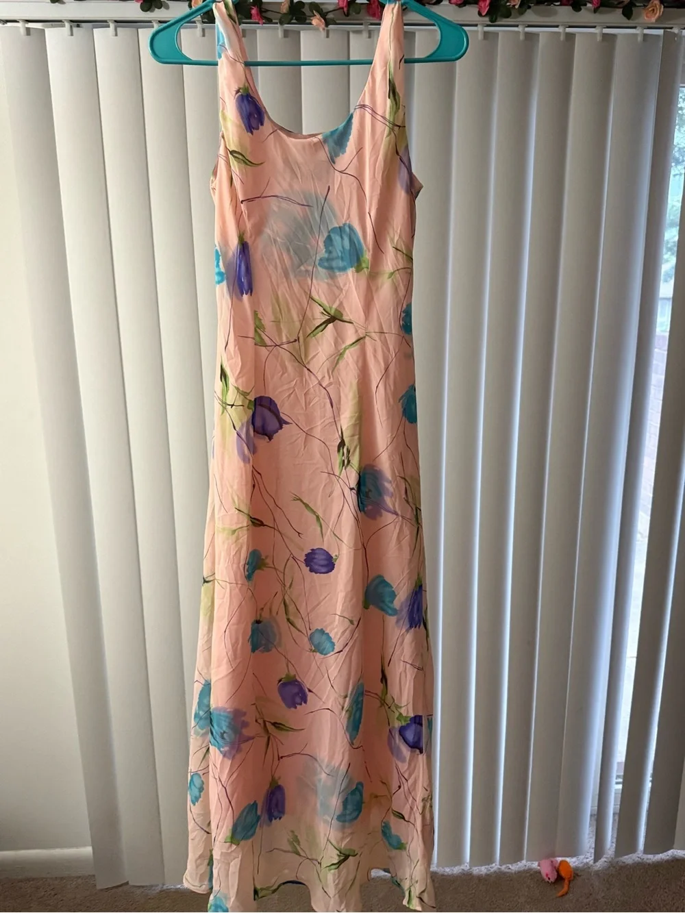 Vintage Mary McFadden Pink floral long Maxi dress size 6 CottageCore Fairycore